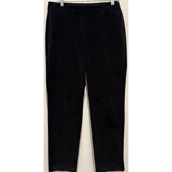 J. JILL BLACK VELOUR PULL-ON PANTS STRETCH WAIST SIZE 10 - Picture 1 of 3